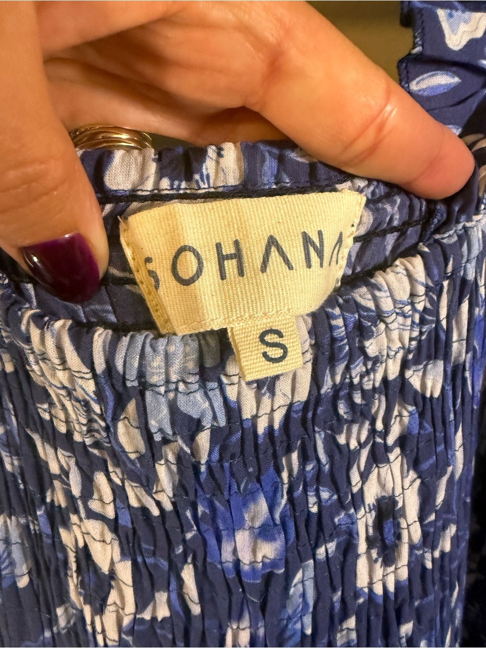 Sohana Blue Floral Smocked Maxi Dress - Picture 5 of 9